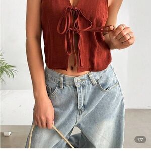 SHEIN Terracotta Tie-Front Tank Top